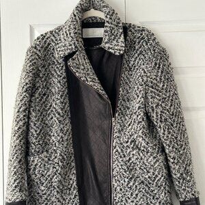 "Takoon Addition" Winter jacket size M black and white with leather detailing.